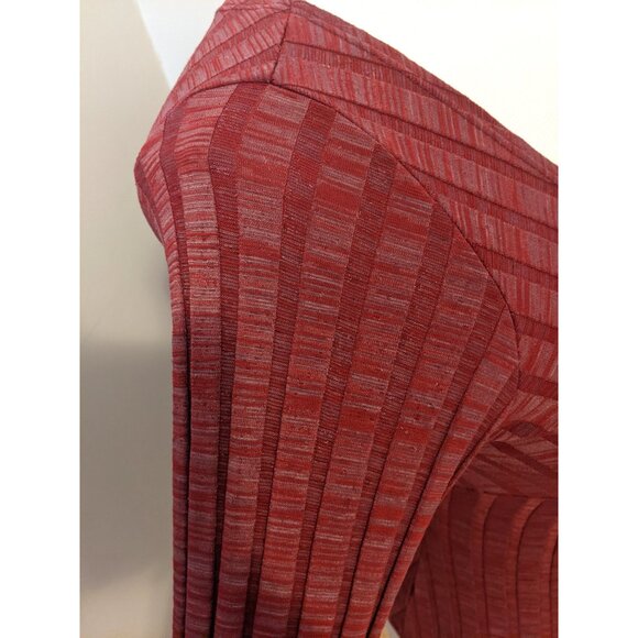 Vintage Y2K Red Ribbed Babydoll Top 3/4 Sleeve V Neck Burgundy Heather Sz S - Picture 7 of 8